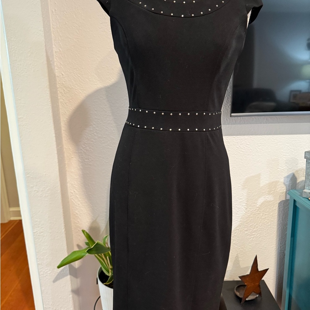 White House Black Market Black Studded Midi Dress
